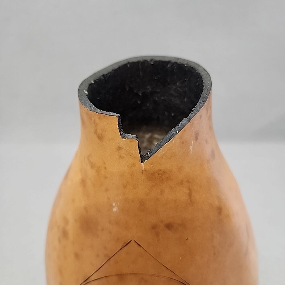 2004 SIGNED Southwestern Art Gourd Vase Painted Handmade Joan Mitchell KS - Picture 6 of 9